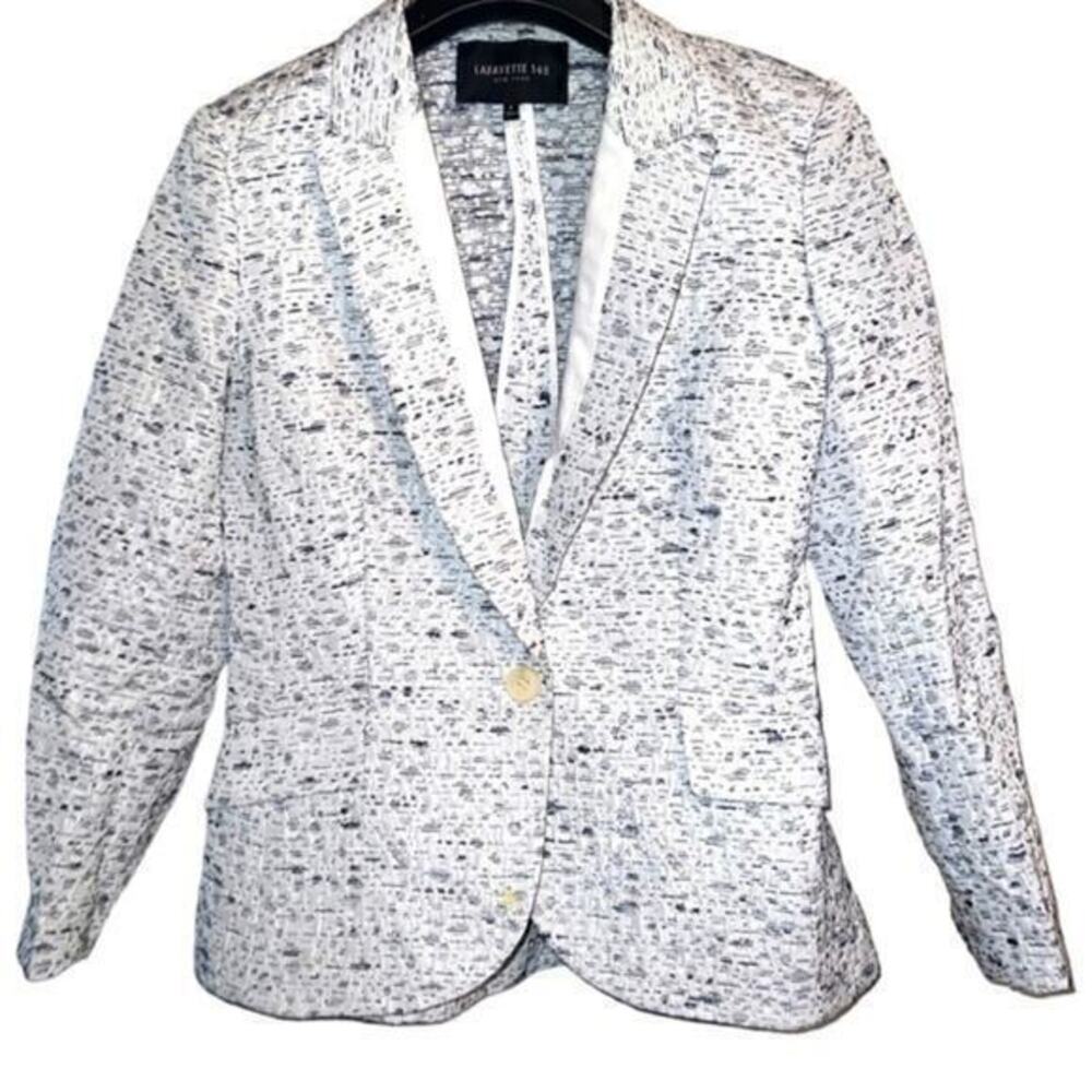 ▶️ LAFAYETTE 148 ◀️ Riviera Blazer Silver Thread Jacket